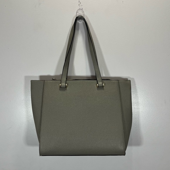 Kate Landry Grey Coated Canvas Large Shoulder Tote Bag Purse - Picture 7 of 13